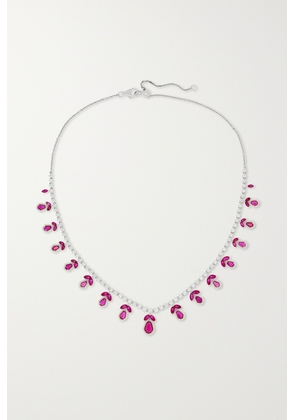 Kamyen - 18-karat White Gold, Enamel, Ruby And Diamond Choker - Pink - One size