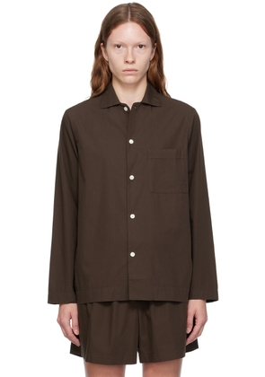 Tekla Brown Button Pyjama Shirt