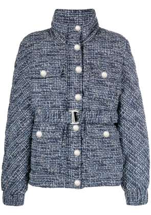 Maje quilted tweed puffer jacket - Blue