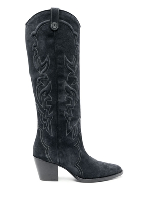 Maje 65mm knee-high suede cowboy boots - Blue