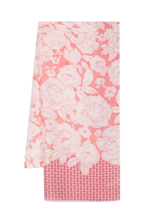 LIU JO floral-print monogram-detailed scarf - Pink