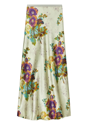 Tory Burch floral-print satin maxi skirt - Green