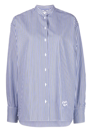 Maison Kitsuné logo-embroidered striped cotton shirt - Blue