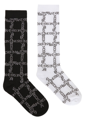JW Anderson logo grid-print socks (pack of two) - Black