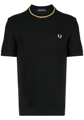 Fred Perry logo-embroidered cotton T-shirt - Black
