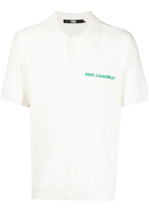 Karl Lagerfeld KL monogram knitted polo shirt - Neutrals