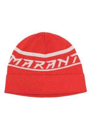 ISABEL MARANT Cliff intarsia-knit logo beanie - Red