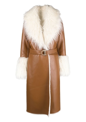 Maje shawl-lapels belted coat - Brown