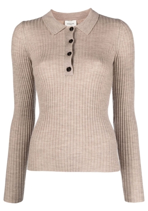 HERSKIND Cadee ribbed polo blouse - Neutrals