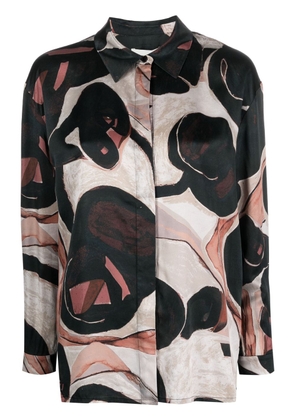 MUNTHE abstract-pattern print spread-collar shirt - Black