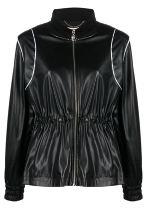 LIU JO drawstring-waist zip-up jacket - Black