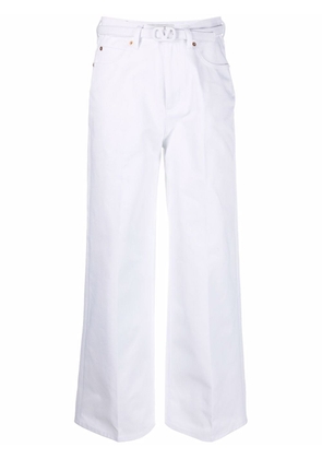 Valentino Garavani VLogo belt wide-leg jeans - White