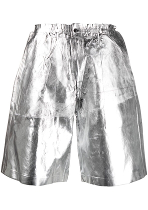 Comme des Garçons Homme Plus metallic knee-length shorts - Silver
