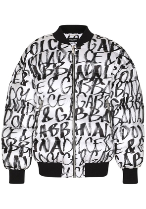 Dolce & Gabbana all-over logo-print bomber jacket - White