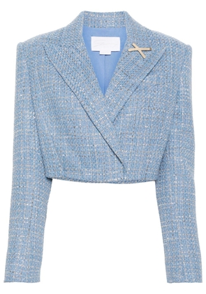 Genny cropped tweed jacket - Blue