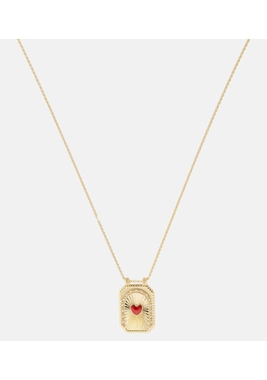 Marie Lichtenberg Heart Scapular 18kt gold necklace with diamonds and enamel