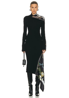 Monse Long Sleeve Inset Zipper Turtleneck Dress in Black Print - Black. Size XS (also in ).