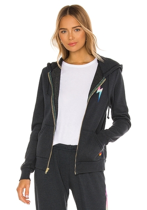 Aviator Nation Bolt Zip Hoodie in Charcoal. Size XL.