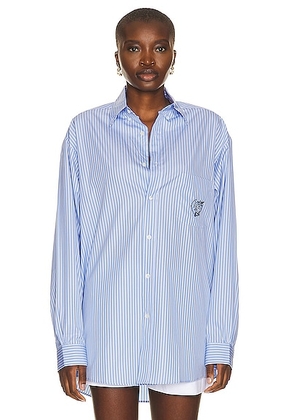 Sky High Farm Workwear Unisex Samira Nasr Striped Shirt Woven in STRIPE 1 - Blue. Size L (also in M, S, XL/1X, XS).