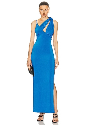 ILA Maria One Shoulder Triple Collar Maxi Dress in Blue - Blue. Size 34 (also in 36, 38, 40).