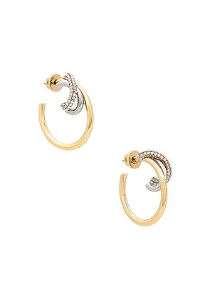 Demarson Blythe Hoop Earrings in 12k Gold & Crystal - Metallic Gold. Size all.