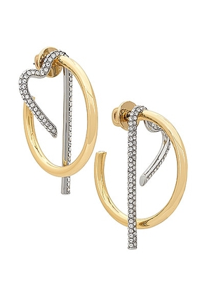 Demarson Te Amo Hoop Earrings in 12k Gold & Crystal - Metallic Gold. Size all.
