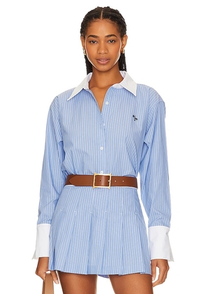 BEVERLY HILLS x REVOLVE Beverly Hills Stripe Shirt in Baby Blue. Size M, L.