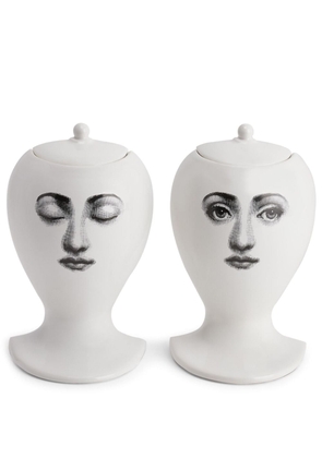 Fornasetti graphic-print jar (set of two) - White