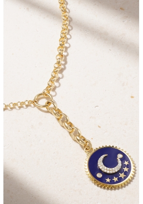 Foundrae - Blue Crescent 18-karat Gold, Diamond And Enamel Necklace - One size