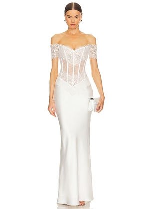 RASARIO Corset Maxi Dress in White. Size 38/6, 40/8.