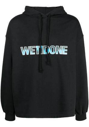 We11done logo-print cotton hoodie - Black