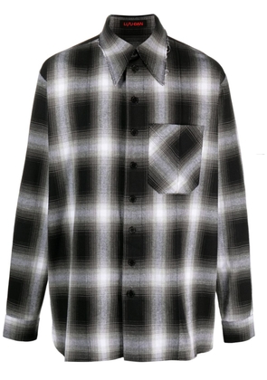 LỰU ĐẠN check-print cotton-blend shirt - Black