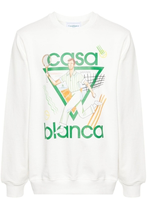 Casablanca logo-print organic cotton sweatshirt - White