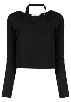 b+ab cut-out layered ribbed top - Black