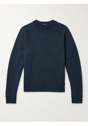 TOM FORD - Slim-Fit Garment-Dyed Cotton-Jersey Sweatshirt - Men - Blue - IT 44