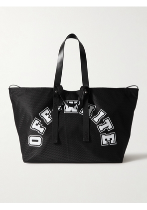 Off-White - Leather and Webbing-Trimmed Printed Mesh Tote - Men - Black