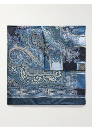 Etro - Paisley-Print Silk-Twill Pocket Square - Men - Blue