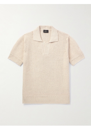 Brioni - Ribbed Cotton and Wool-Blend Polo Shirt - Men - Neutrals - IT 46
