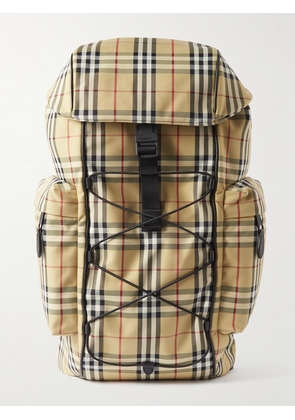 Burberry - Murray Logo-Embossed Checked Shell Leather-Trimmed Backpacks - Men - Neutrals