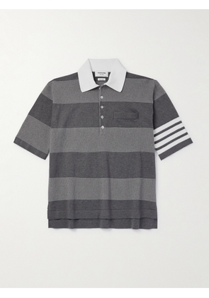 Thom Browne - Striped Textured-Cotton Polo Shirt - Men - Gray - 1
