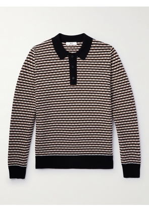 Mr P. - Striped Wool Polo Shirt - Men - Brown - XS