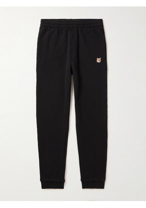 Maison Kitsuné - Logo-Appliquéd Cotton-Jersey Sweatpants - Men - Black - XS