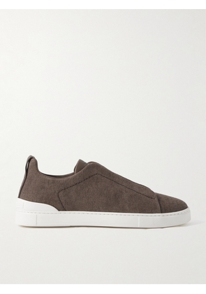 Zegna - Triple Stitch™ Leather-Trimmed Canvas Sneakers - Men - Brown - UK 7