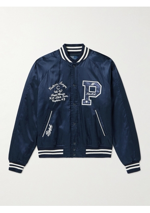 Polo Ralph Lauren - Appliquéd Embroidered Cotton-Blend Satin Varsity Jacket - Men - Blue - S