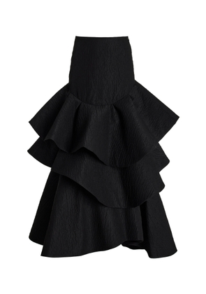 Rosie Assoulin - Lettuce Be Ruffled Cotton Maxi Skirt - Black - US 2 - Moda Operandi