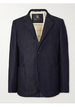 Loro Piana - Spagna Leather-Trimmed Cotton and Cashmere-Blend Denim Jacket - Men - Blue - M