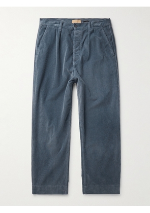 Federico Curradi - Wide-Leg Pleated Cotton-Blend Corduroy Trousers - Men - Blue - IT 46