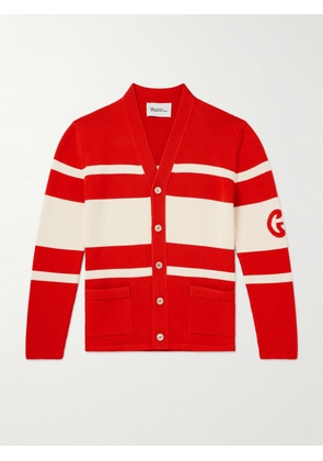 Gucci - Logo-Intarsia Striped Cotton Cardigan - Men - Red - M