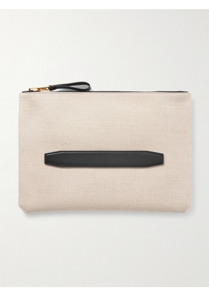 TOM FORD - Buckley Leather-Trimmed Canvas Document Holder - Men - White