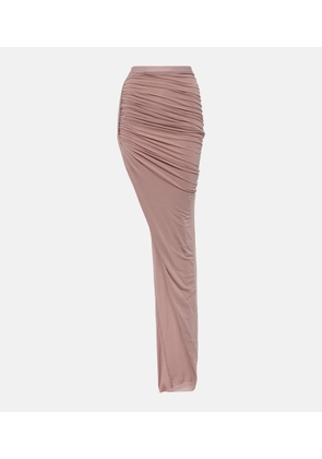 Rick Owens Asymmetric high-rise cupro-blend maxi skirt